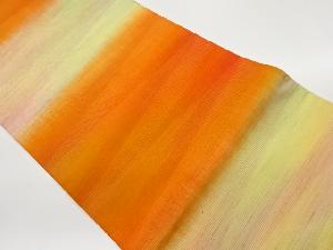 手織り紬霞に抽象模様織出し袋帯